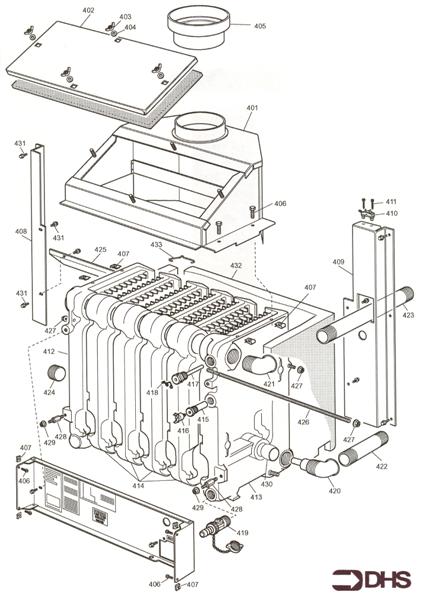 Exploded Diagram for HEAT EXCHANGER - FLUE ASSY