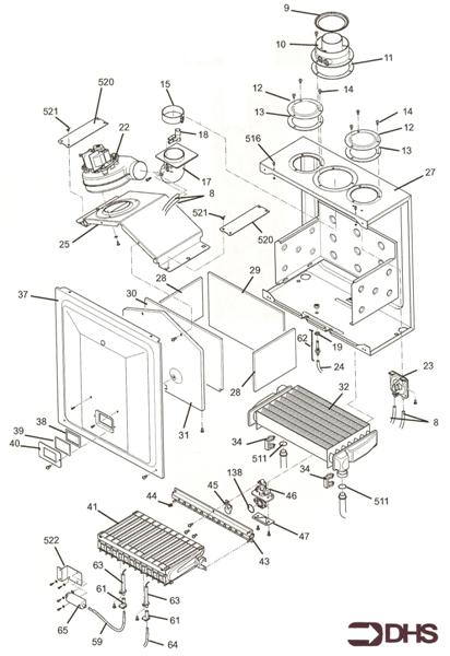 Exploded Diagram for COMB CHAMBER