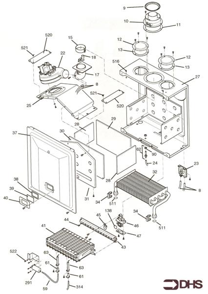 Exploded Diagram for COMB CHAMBER