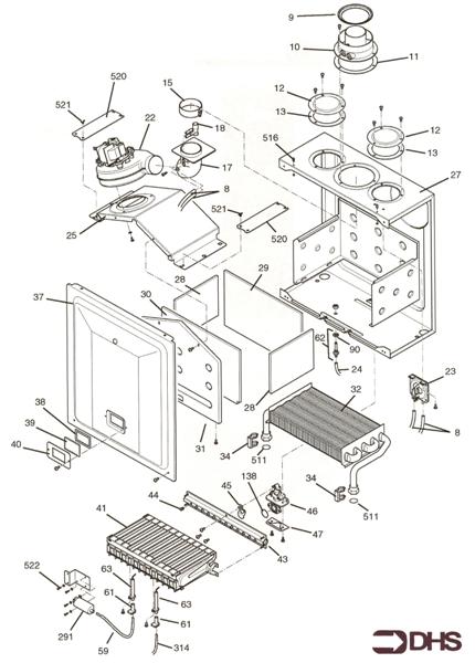 Exploded Diagram for COMB CHAMBER
