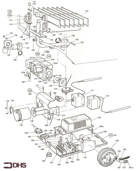 Exploded Diagram for GAS AND BOILER CONTROL ASSY