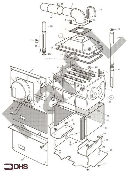 Exploded Diagram for FAN - FLUEHOOD - HEAT EXCH ASS