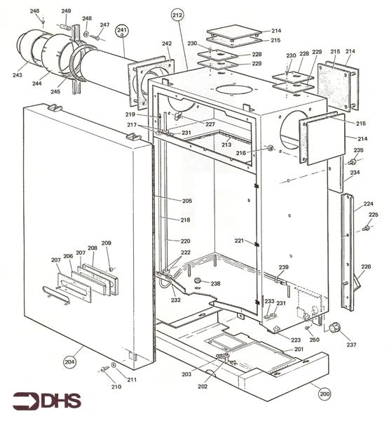 Exploded Diagram for CASING AND FLUE ASSY