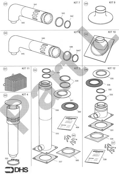 Exploded Diagram for FLUE KITS 2