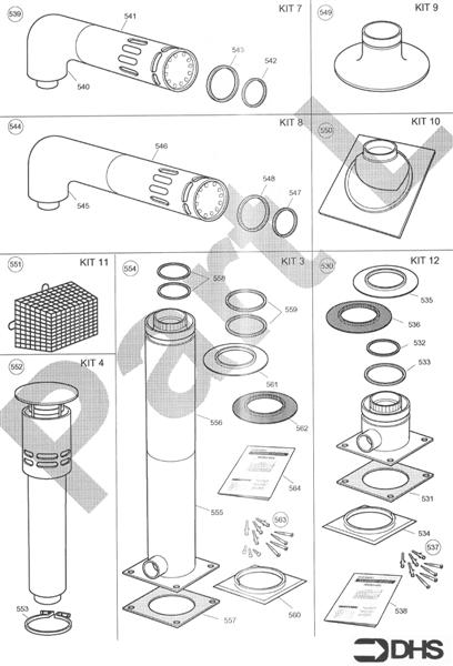 Exploded Diagram for FLUE KITS 2