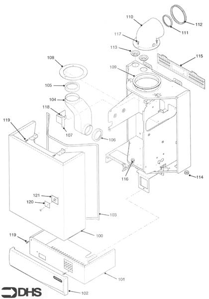 Exploded Diagram for OUTER CASE - FLUE ASSY