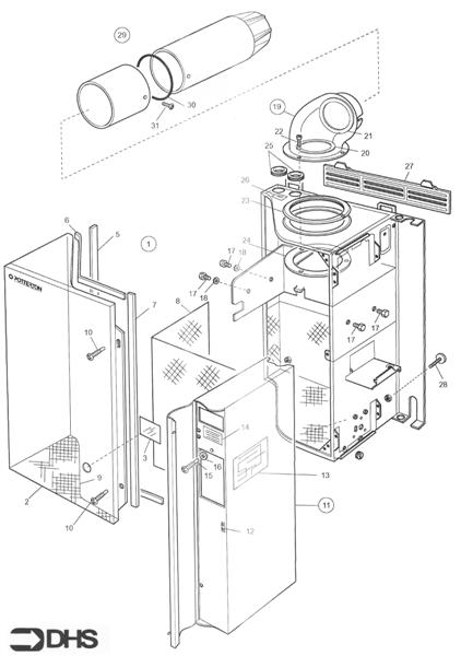 Exploded Diagram for OUTER INNER CASE - FLUE