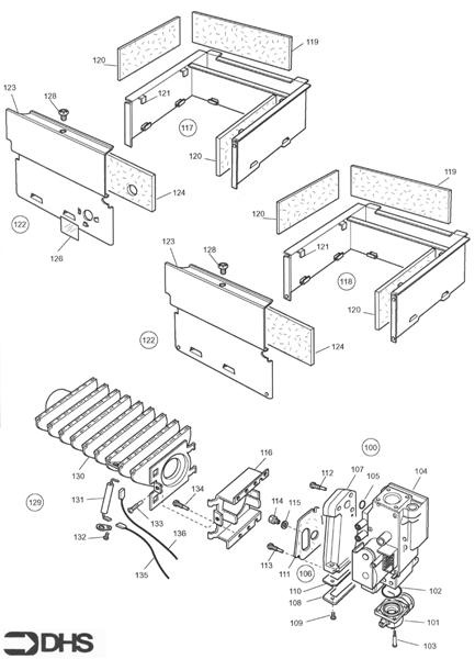 Exploded Diagram for GAS ASSY - COMB CHAMBER CONTD