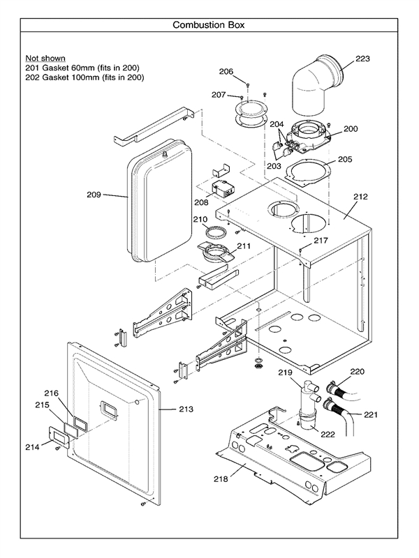 Exploded Diagram for COMBUSTION BOX