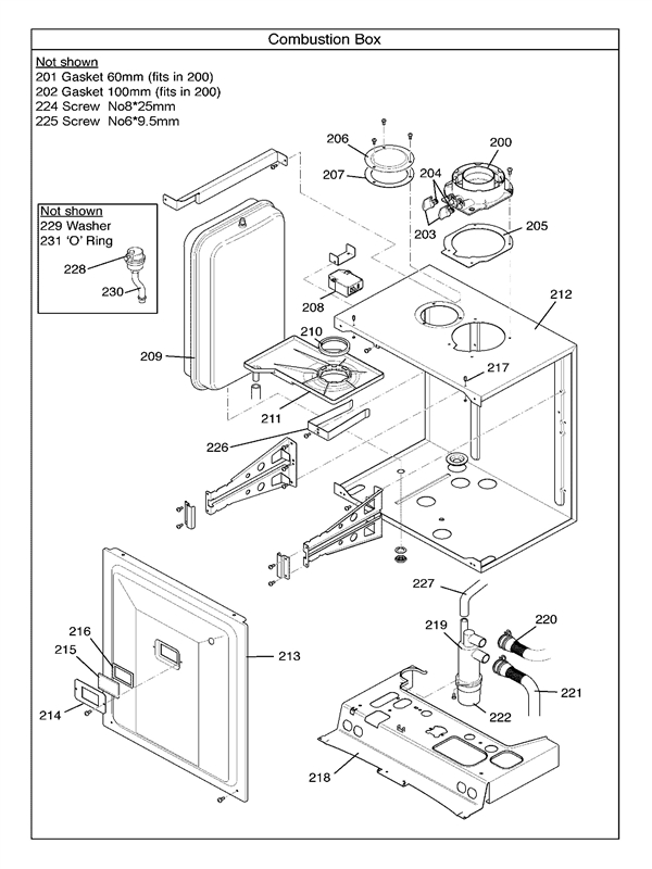 Exploded Diagram for COMBUSTION BOX
