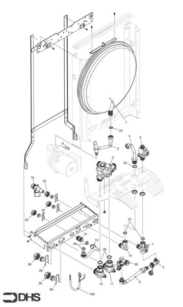Exploded Diagram for EXPANSION VESSEL & PIPE WORK