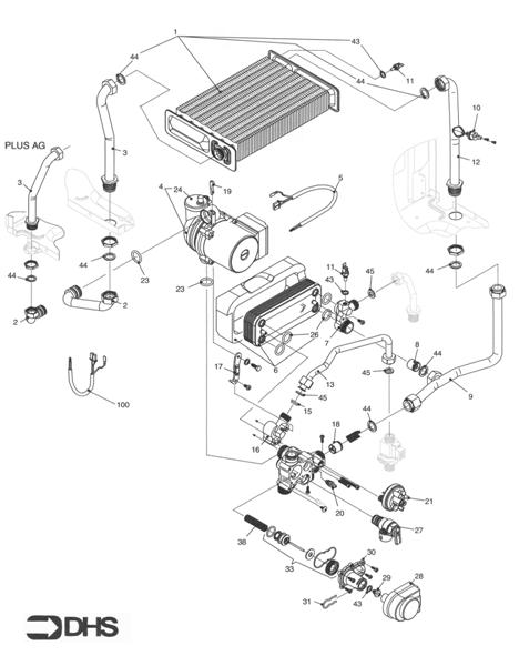 Exploded Diagram for HEAT EXCHANGER & PIPEWORK