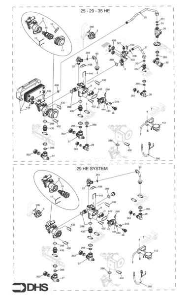 Exploded Diagram for HEAT EXCHANGER & PIPEWORK ASSY