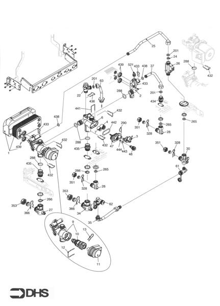 Exploded Diagram for HEAT EXCHANGER & PIPEWORK ASSY