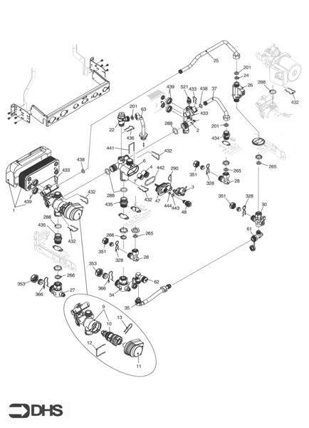 Exploded Diagram for HEAT EXCHANGER & PIPEWORK ASSY