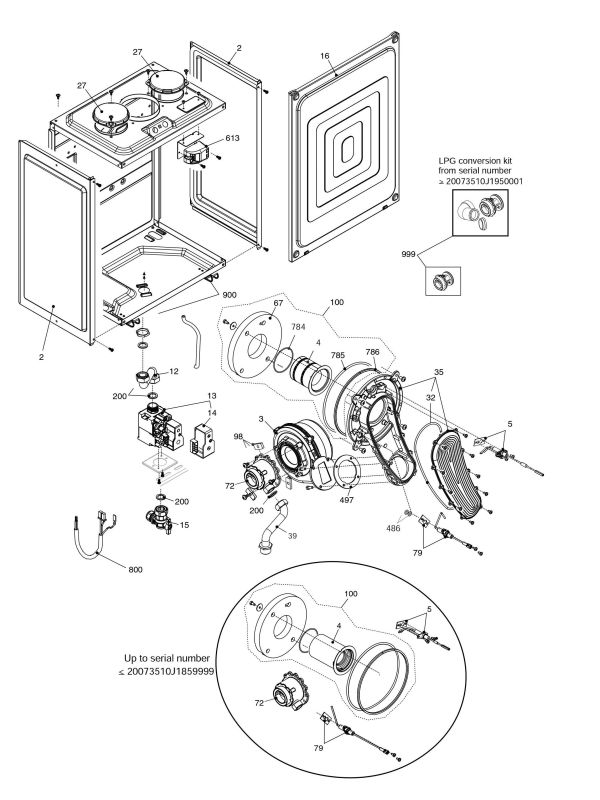 Exploded Diagram for BURNER COMPONENTS/AIRBOX