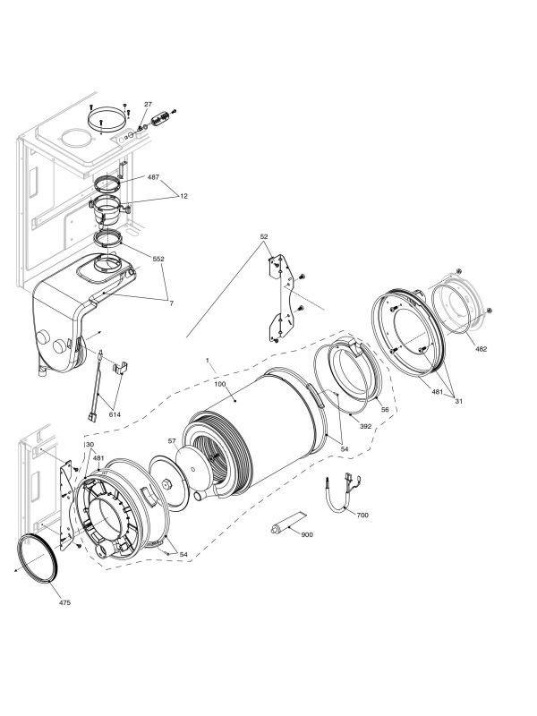 Exploded Diagram for COMBUSTION CHAMBER/FLUE DRAIN