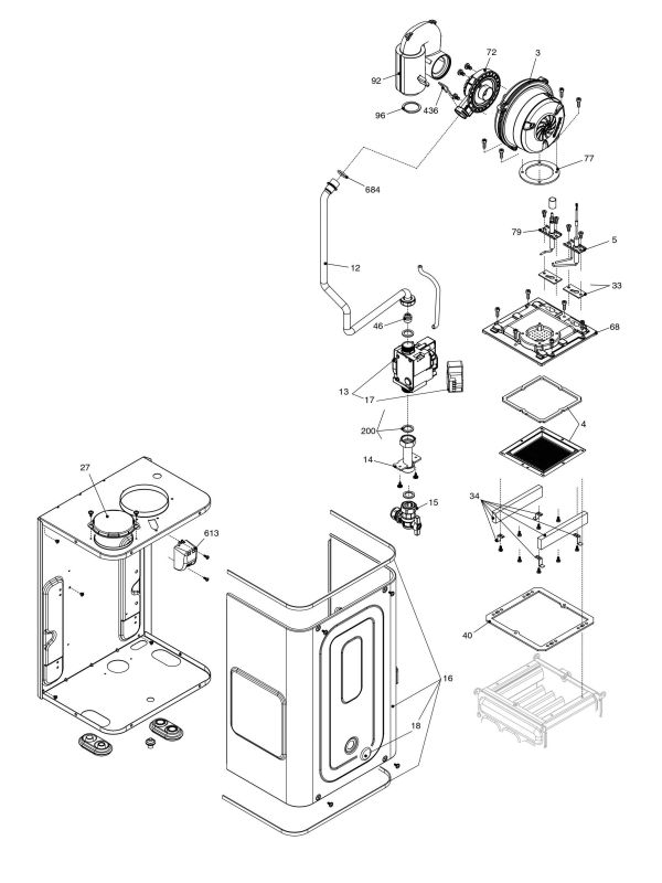 Exploded Diagram for BURNER COMPONENTS/AIRBOX